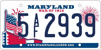 MD license plate 5AF2939