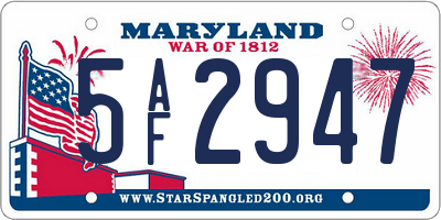 MD license plate 5AF2947