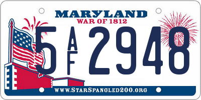 MD license plate 5AF2948