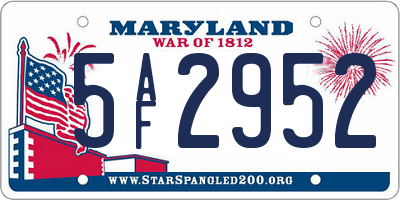 MD license plate 5AF2952