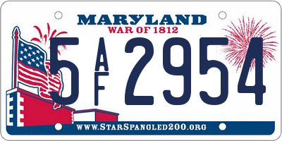 MD license plate 5AF2954