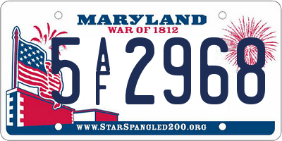 MD license plate 5AF2968