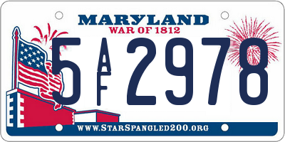 MD license plate 5AF2978