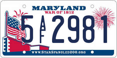 MD license plate 5AF2981