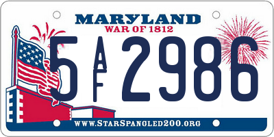 MD license plate 5AF2986