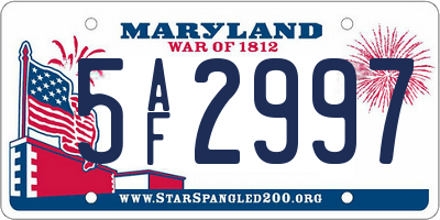 MD license plate 5AF2997