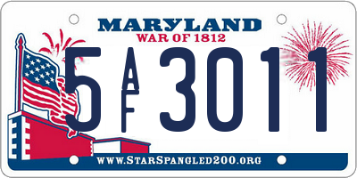 MD license plate 5AF3011
