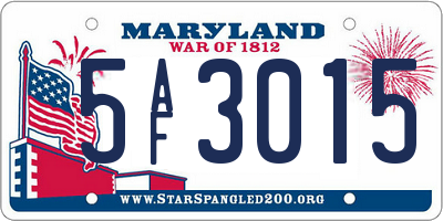 MD license plate 5AF3015