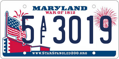 MD license plate 5AF3019