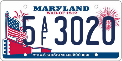 MD license plate 5AF3020