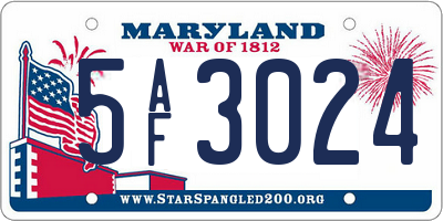 MD license plate 5AF3024