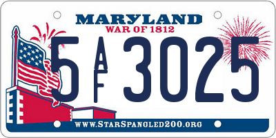 MD license plate 5AF3025