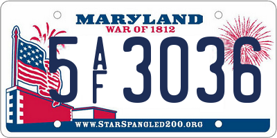 MD license plate 5AF3036