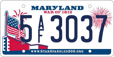 MD license plate 5AF3037