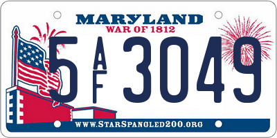 MD license plate 5AF3049