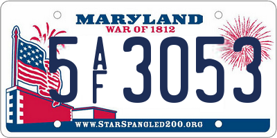 MD license plate 5AF3053