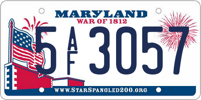 MD license plate 5AF3057