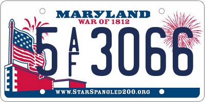 MD license plate 5AF3066