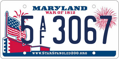 MD license plate 5AF3067