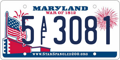 MD license plate 5AF3081