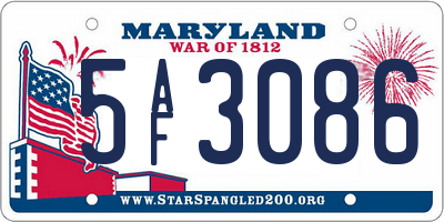 MD license plate 5AF3086