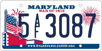 MD license plate 5AF3087