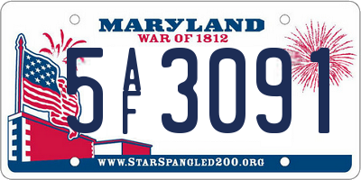 MD license plate 5AF3091