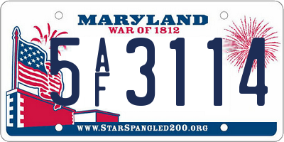MD license plate 5AF3114