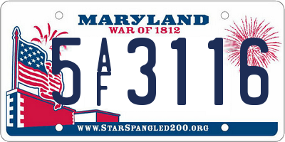 MD license plate 5AF3116