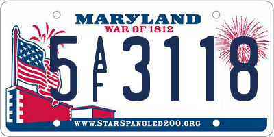 MD license plate 5AF3118