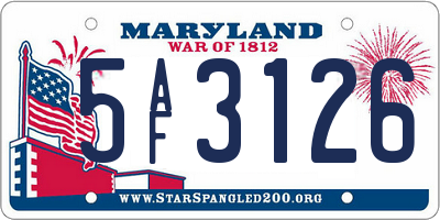 MD license plate 5AF3126