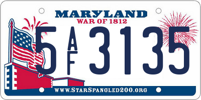 MD license plate 5AF3135