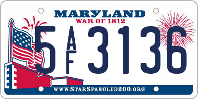 MD license plate 5AF3136
