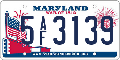 MD license plate 5AF3139
