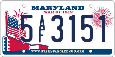 MD license plate 5AF3151