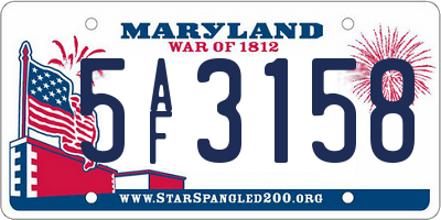 MD license plate 5AF3158