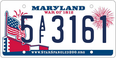 MD license plate 5AF3161