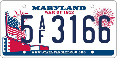 MD license plate 5AF3166