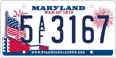 MD license plate 5AF3167