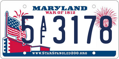 MD license plate 5AF3178