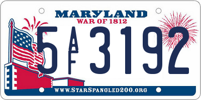 MD license plate 5AF3192