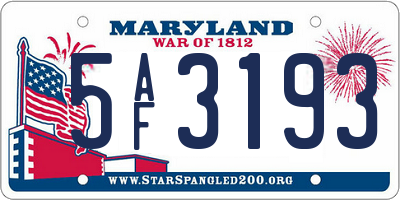 MD license plate 5AF3193