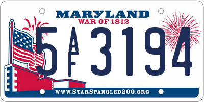 MD license plate 5AF3194