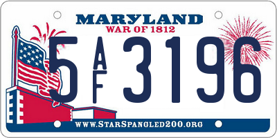 MD license plate 5AF3196