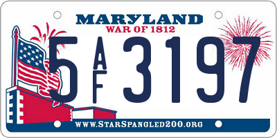 MD license plate 5AF3197