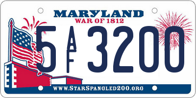 MD license plate 5AF3200