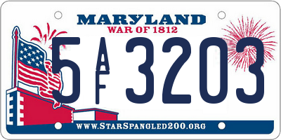 MD license plate 5AF3203