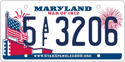 MD license plate 5AF3206
