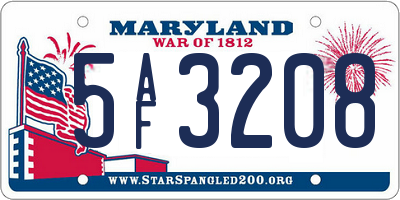 MD license plate 5AF3208