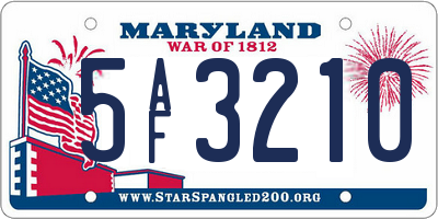 MD license plate 5AF3210
